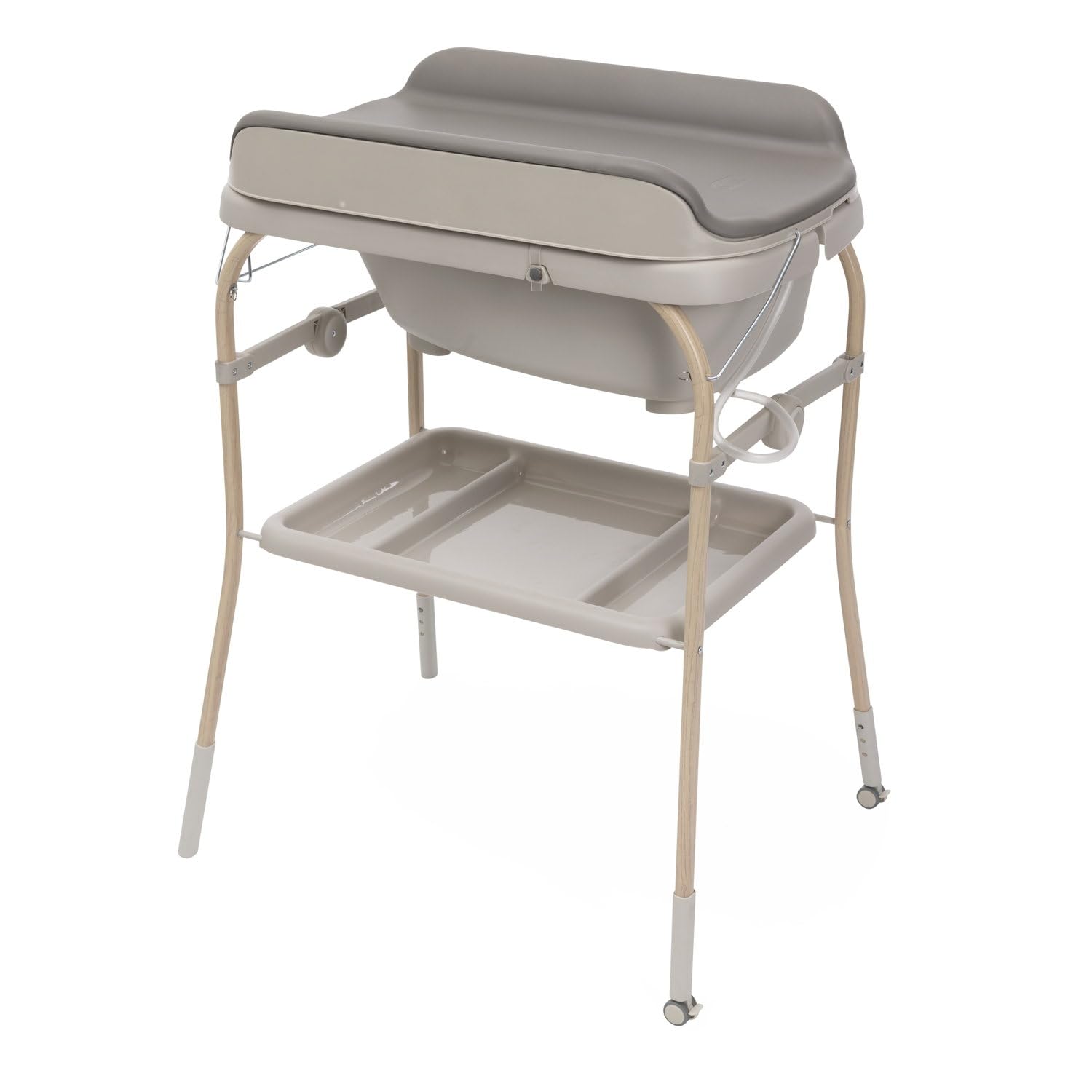 Chicco Cambiador Plegable Soft Bubble Armonía, Cambiador para Bebé con Bañera Integrada, Cubeta Extraíble 4en1, Estructura Ahorraespacio con Ruedas, Altura Regulable, Patas con Efecto Madera