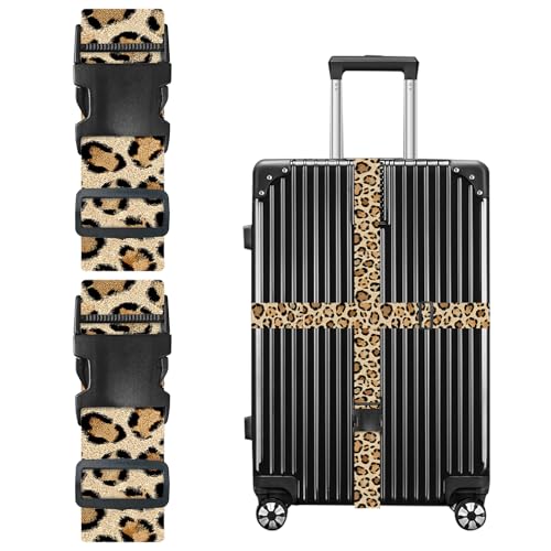 Image of Nuxovilar Luggage Straps of 2 Set Classic Leopard Pattern 1.96x70.86in | Suitcases, Travel Essentials for 22-28 Inch Luggage,Durable for Fashion - Forward Travelers