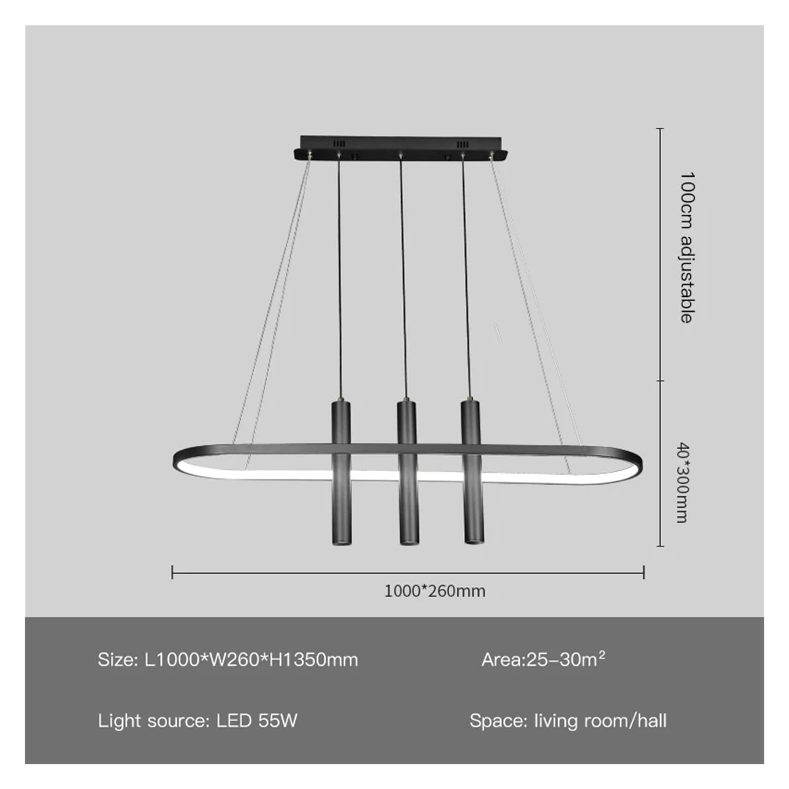 Nowoczesny reflektor LED w kolorze czarno-złotym do restauracji i kuchni, prosta lampa wisząca bez stałego oświetlenia głównego, żyrandol do kawiarni - czarny - 3 żarówki