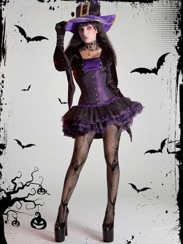 Bencailor 6 Pairs Women Fishnet Thigh High Stockings Lace Tights Patterned Waist Goth Leggings Tight Pantyhose for Halloween4