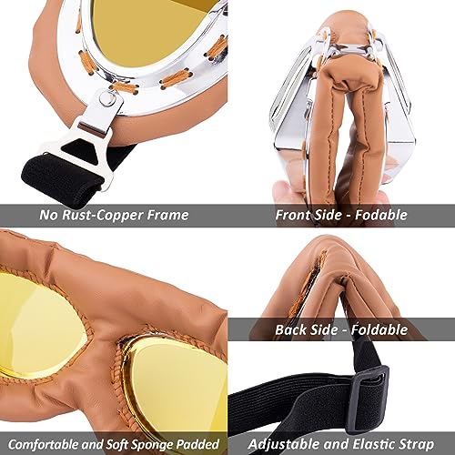 Image of Peicees Vintage Helmet Goggles Motorcycle Goggles Bike Motorcross Pilot Goggle