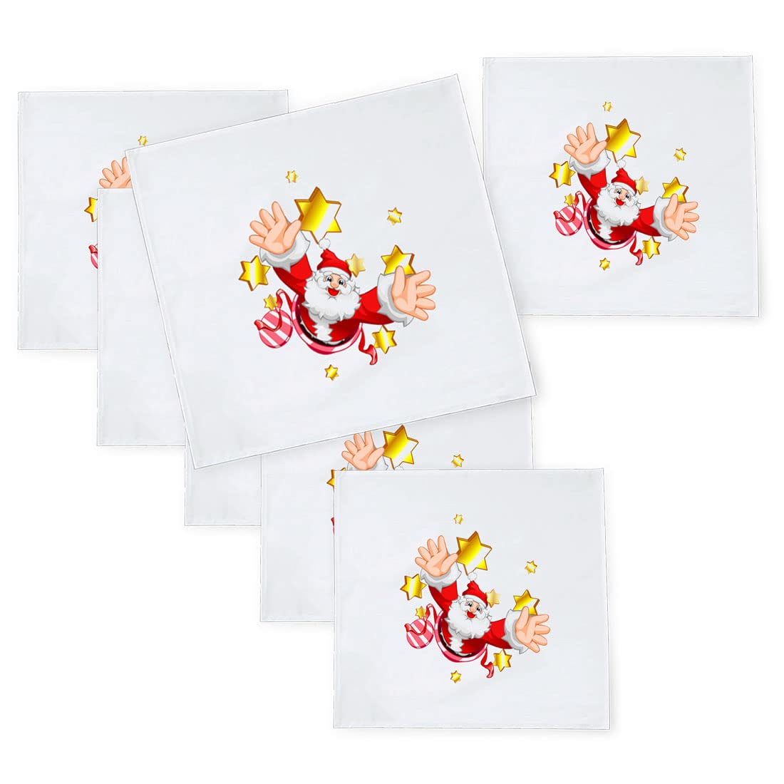 Kesri Gifts Christmas Gift Theme Tafta Silk Table Napkins 6 Pcs (10x 10) for Xmas Decoration, Christmas Ornaments,Christmas Gift(xmn21-756) 1