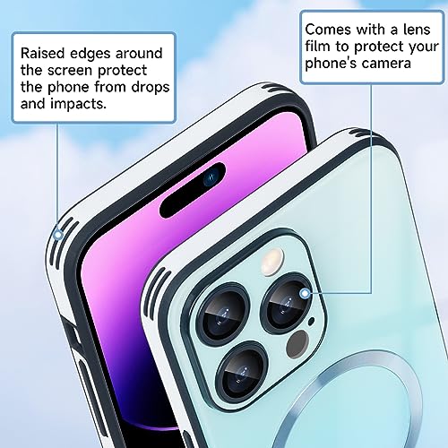 Coque iPhone 14 Pro magnétique bleue protégeant les objectifs photo - 3