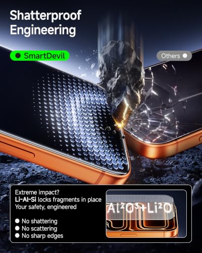 Image of SMARTDEVIL 3 Pack Screen Protector for iPhone 17 Pro Max | Optical Clear 9H Tempered Glass, 2X Impact Resistance Anti-Fingerprint Coating, SmartPull Box Auto Dust Removal & Bubble-Free
