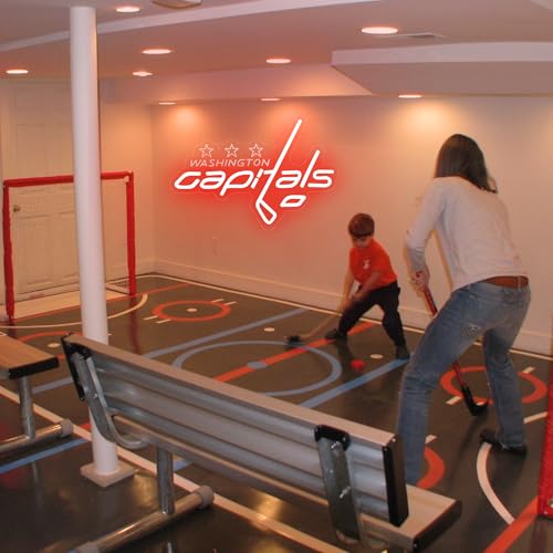 Image of Ice Hockey Neon Sign for Wall Decor,Ice Hockey Team Logo Lights,Hockey LED Neon Lights,Sports Neon Sign for Man Cave,Club,Bedroom,Party,Bar,Gifts for Man,Boys,Fans,Size 14.4 * 9.8inches(FMXD271)