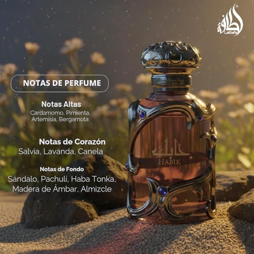Miniatura 4 de Lattafa Habik Ámbar, Aromático, Amaderado, Almizclado, Eau De Parfum Spray De Larga Duración Para Hombre, 100 Ml