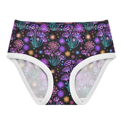 Joisal Toddlers Underwear Floral 2t Cotton Cute Panties Girl Fancy Kids Undies Briefs Neon Colorful Mushrooms Black