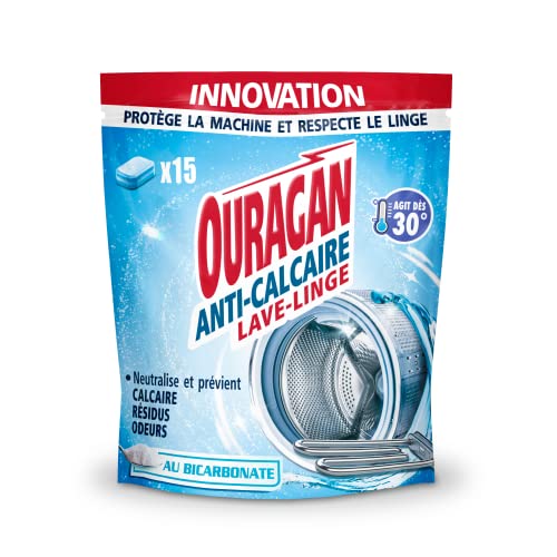 Ouragan Tablettes Anti-Calcaire Au Bicarbonate Lave-Linge 15 x 16 g