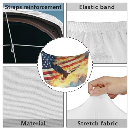 Image of Eagle American Flag Flame Print Car Hood Cover, Stretchable Breathable Automotive Hood Covers Protective Elastic Fabrics Car Hood Decoration and Protection Fit Truck Sedan SUV, 4th of July