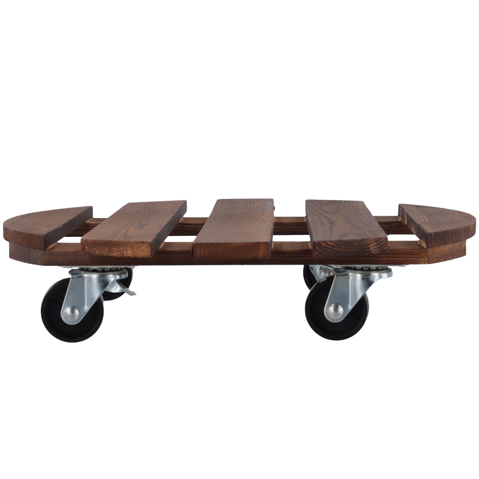 Juego de 3 Ruedas para Plantas de Madera Redondas 30 cm - Capacidad 150 kg con Frenos - Soporte para Macetas Interior Exterior Jardín Terraza Balcón