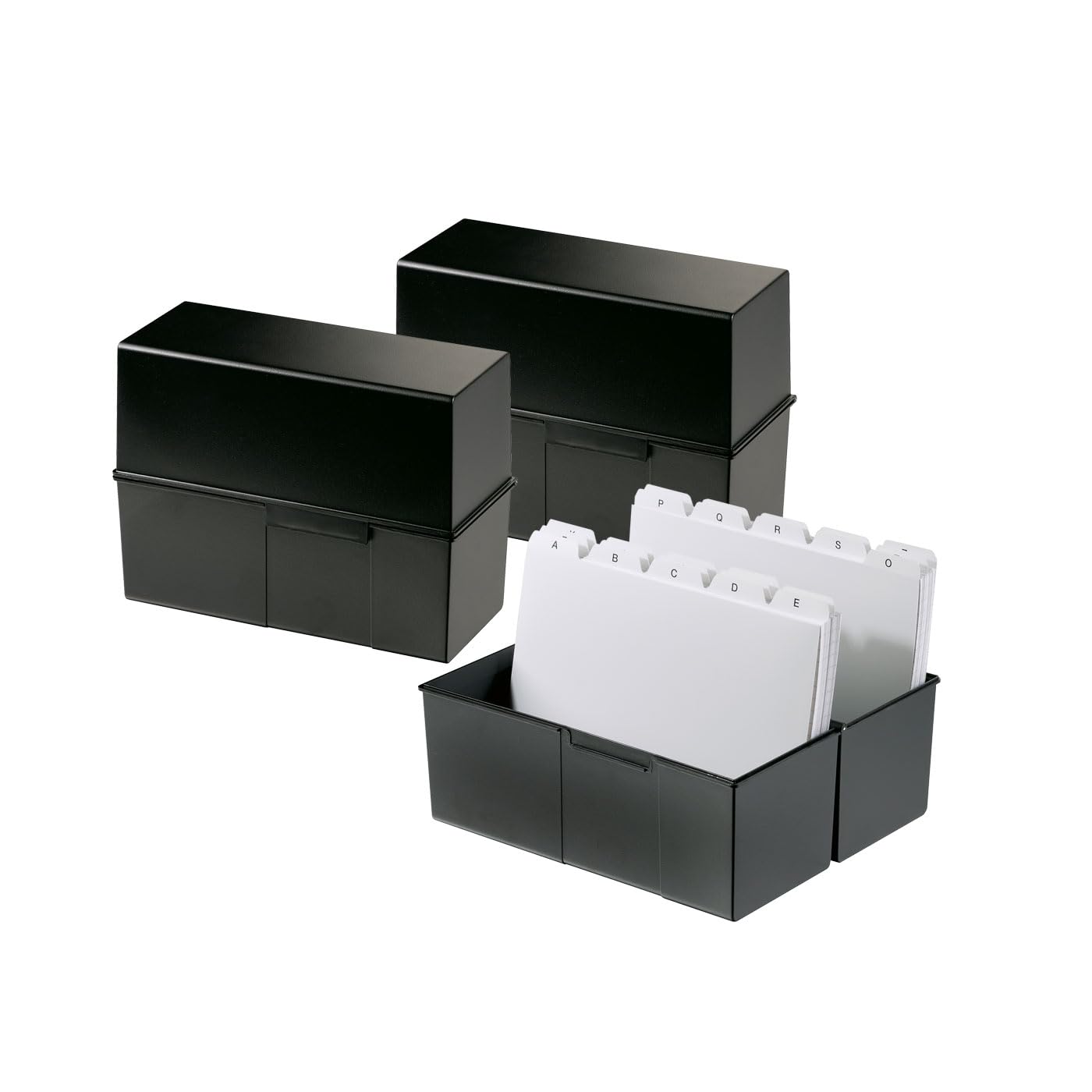HAN Index Card Box DIN A5 Landscape for 500 Cards with Steel Hinge Black 975-13