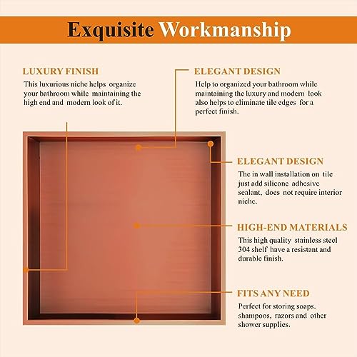 Étagère de douche 30x30cm en acier inoxydable épais pour salle de bain moderne - 5