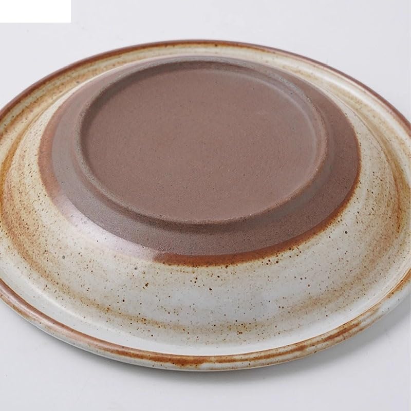 Piatti Cena Piatto piano in ceramica vintage a bocca inversa Piatto da insalata creativo Piatto poco profondo Piatti da dessert Piatti di pasta Piatti speciali for stoviglie Piatto da Portata(A 8 inch