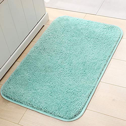 JQDZX Badmat antislip absorberend badtapijt, pluizige microfiber douche-tapijten eenvoudig te reinigen, voor badkamer en woonkamer binnengebruik (60x110cm,Lake Green