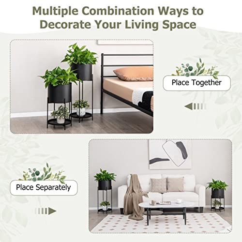 Plant Pots, Planters For Outdoor Plants, 2 Metal Planter Pot Stands With Drainage Holes #TOP4