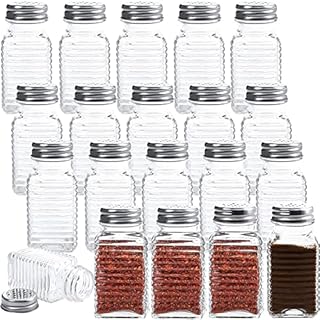 WUWEOT 20 Pack Salt and Pepper Shakers, 100ml Glass Shakers Spice Jar with Metal Lids for Salt, Pepper, Spices, Seasonings, Restaurant & Home Kitchen Supplies