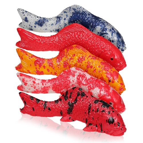 Image of Beaupretty Small Fish Statue 5 Pcs Aquarium Decor Fake Koi Fish Ornaments Realistic Tank Decorations for Home and Office Terrariums