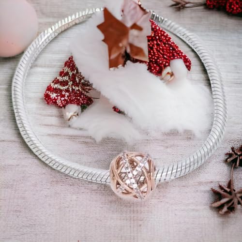 Image of Sterling Silver Galaxy Charm Openwork Charm with Clear CZ for Pandora and European Style Bracelets and Necklaces (Rose Gold)
