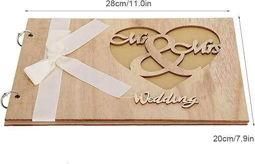 Miniatura 2 de TOPINCN Wedding Guest Book Wooden Album Sign Notebook Memorable Signature Wedding Anniversary Decoration Supply (Style 2 (Supplier Specification