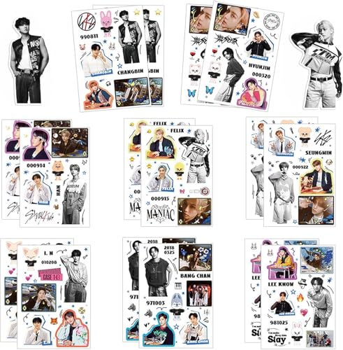 Stray Kids Sticker, 16 pcs Pegatinas de Stray Kids, Mini Fotos Pegatinas Lomo Set...