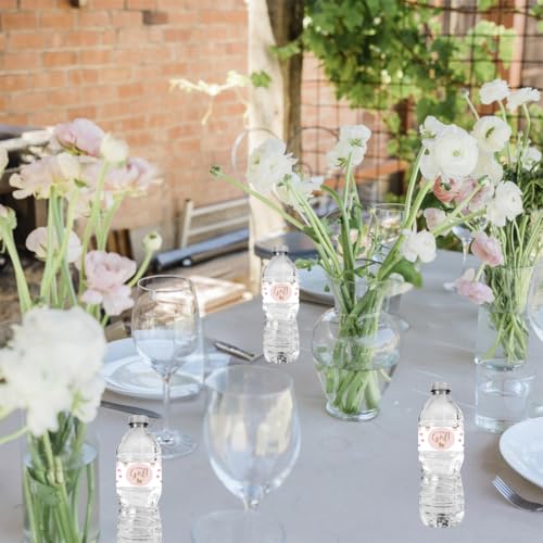 Andaz Press Blush Pink Gold Glitter Baby Shower Water Bottle Labels, 20-Pack - 'It's A Girl' Designs, Water Bottle Wraps