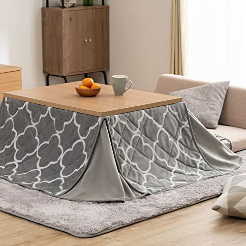 アイリスプラザ こたつ こたつセット こたつテーブル + こたつ布団 長方形 105×75cm ヴィンテージこたつ おしゃれ 天板 ナチュラル × 布団 グレー SJ-K14-IR