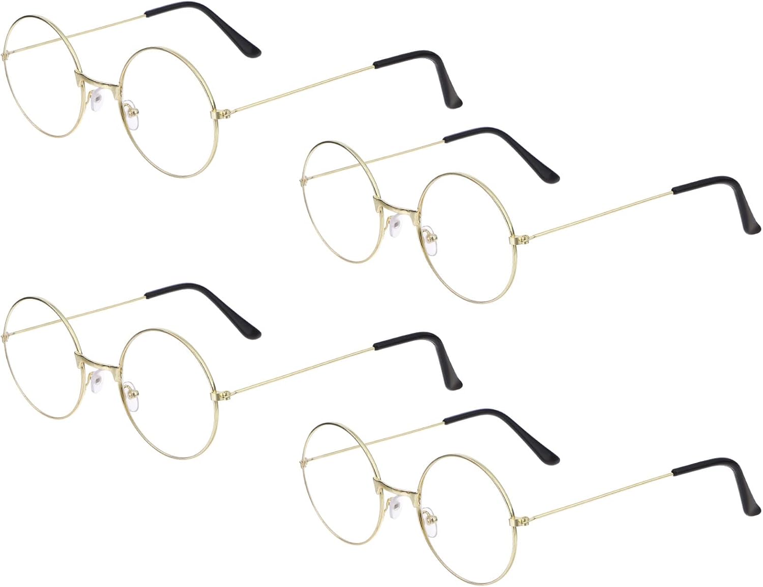 Amazon.com: LOCOLO 4 Pairs Gold Rimmed Round Costume Glasses for Old ...