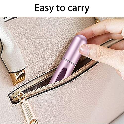 Image of 4Pk Portable Mini Refillable Perfume Atomizer Bottle, 5ml Refillable Atomized Perfume Bottle, Used for Home Travel Aromatherapy Pump Case (Sub-powder, purple, blue, bright black)