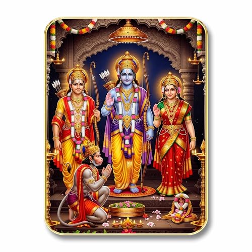 Image of SAF Divine Ram Darbar Wall Art with Table Top Stand & Wall Hanging Hole | Premium MDF Religious Painting for Mandir Living Room Bedroom Office Home Decor Gift