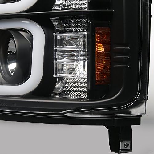 AKKON - For 2015-2019 Chevy Silverado Heavy Duty Black Dual LED DRL Projector Replacement Headlights Lamp