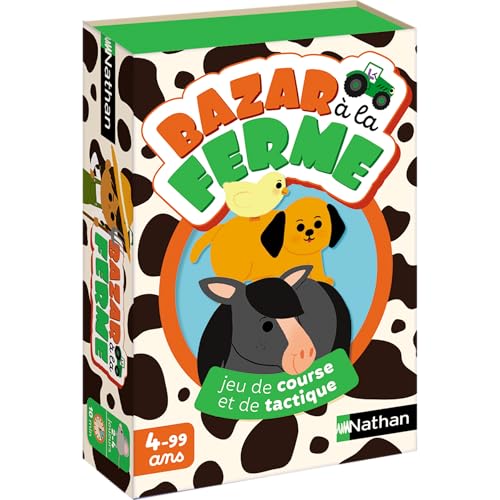 Nathan – Bazar en la Granja, Juego de Cartas para niños a Partir de 4 años, Juego estratégico y táctico, Tema Animales, realiza la pirámide más Alta, Reglas Simples, Familia y niños, de 2 a 4