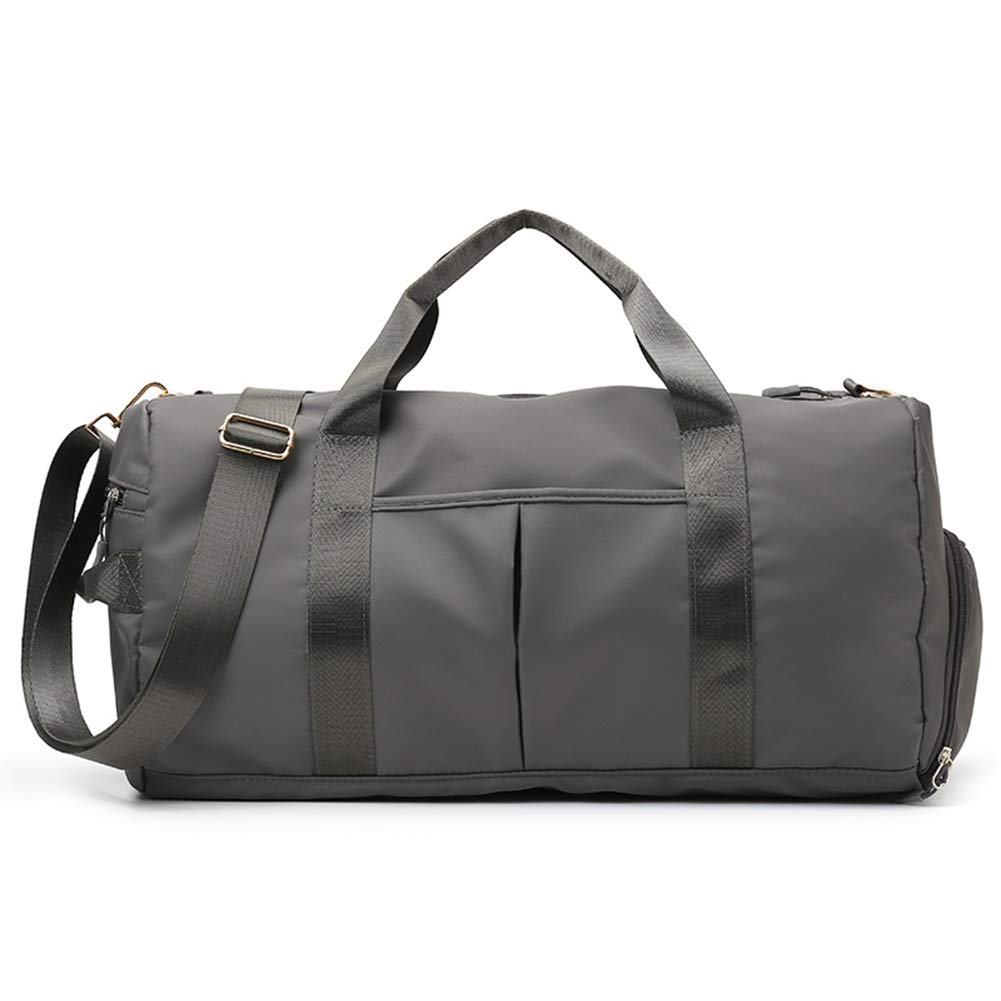Bolsa de deporte para gimnasio para mujeres u hombres, bolsa de viaje con bolsillo húmedo y compartimento para zapatos para entrenamiento, natación, yoga, Gris oscuro, free size, Utilidad
