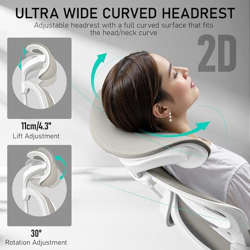 Image of BESTFAIR High Back Ergonomic Office Chair, Breathable Mesh Desk Chair with Lumbar Support, Adjustable Headrest, Flip-up Armrests, Computer Gaming Chair, (LightGray)