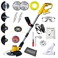 Electric Weed Wacker Cordless for Dewalt 20 V Battery, 4-in-1 Battery-Powered Mower, Lightweight Cordless Weeder for Lawn, Yard and Brush Mowing (Battery Free, Yellow)
