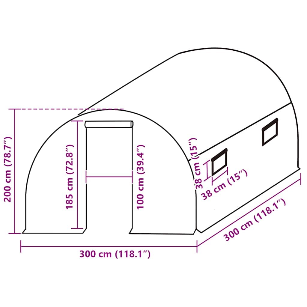 Ersatzabdeckung Gewächshaus 9 m² Transparent PE mit 4 Fenstern, Tür 100x185 cm, 3x3x2 m für Garten, Balkon, Terrasse Schutz, Belüftung, Pflanzenpflege im Frühjahr