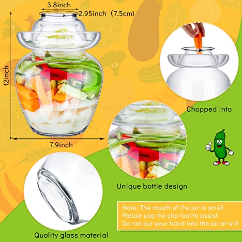 2 Pcs Fermenting Glass Jar Traditional Fermentation Jar Fermentation Crock With Water Seal Airlock Lid Pickling Jars Pickle Container For Wine Brewing Pickling Kimchi Sauerkraut Pickle Pot (4.5 L) #TOP1