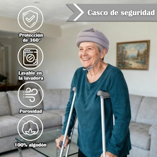 Miniatura 3 de Casco De Seguridad Anticaída Para Cabeza De Anciano Gorro Protector Grueso Y Suave Gorro De Protección Para La Cabeza Para Prevención De Caídas Ajustable Para Personas Mayores Gris Claro