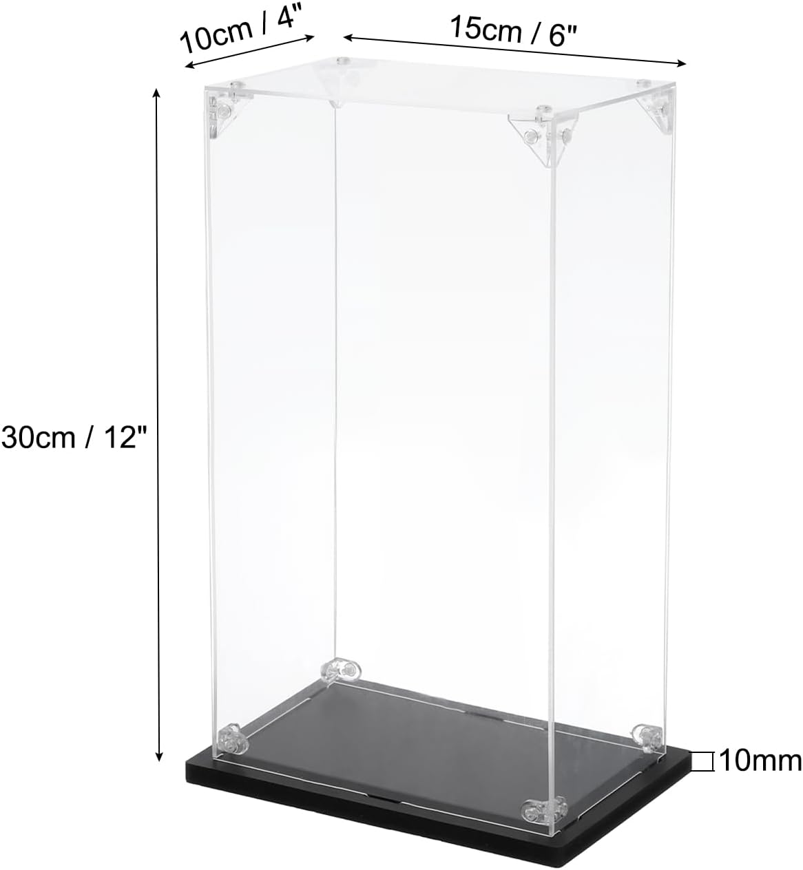 MECCANIXITY Acrylic Display Case, 4''x6''x12'' Clear Display Box Assemble Dustproof Display Box Storage Organizer for Collectibles Action Figures