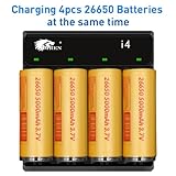 IMREN 26650 Battery Charger, 4Bay 26650 Fast 3.7V Battery Charger for 18650 18500 18350 17650 17670 17500 20700 21700 26650 Batteries (4 Bay) - Image 4