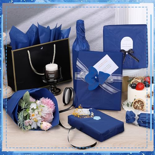 Image of woric 160 Sheets Blue Tissue Paper for Gift Bags 20 X 14 Inches Navy Wrapping Tissue Paper Bulk for DIY Crafts Gift Packaging Weddings Birthday Party Decorations