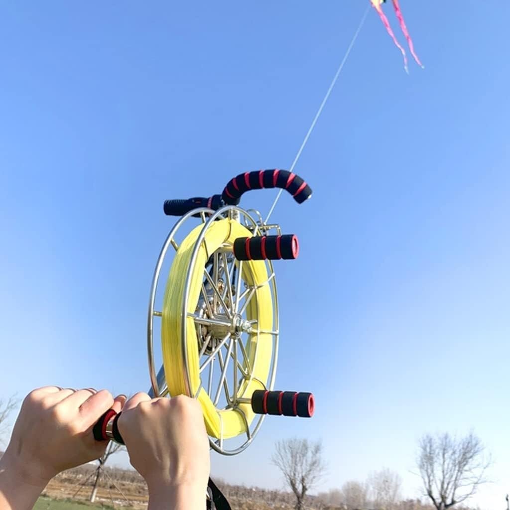 Bobinador de cometa de acero inoxidable plateado 28 cm para adultos