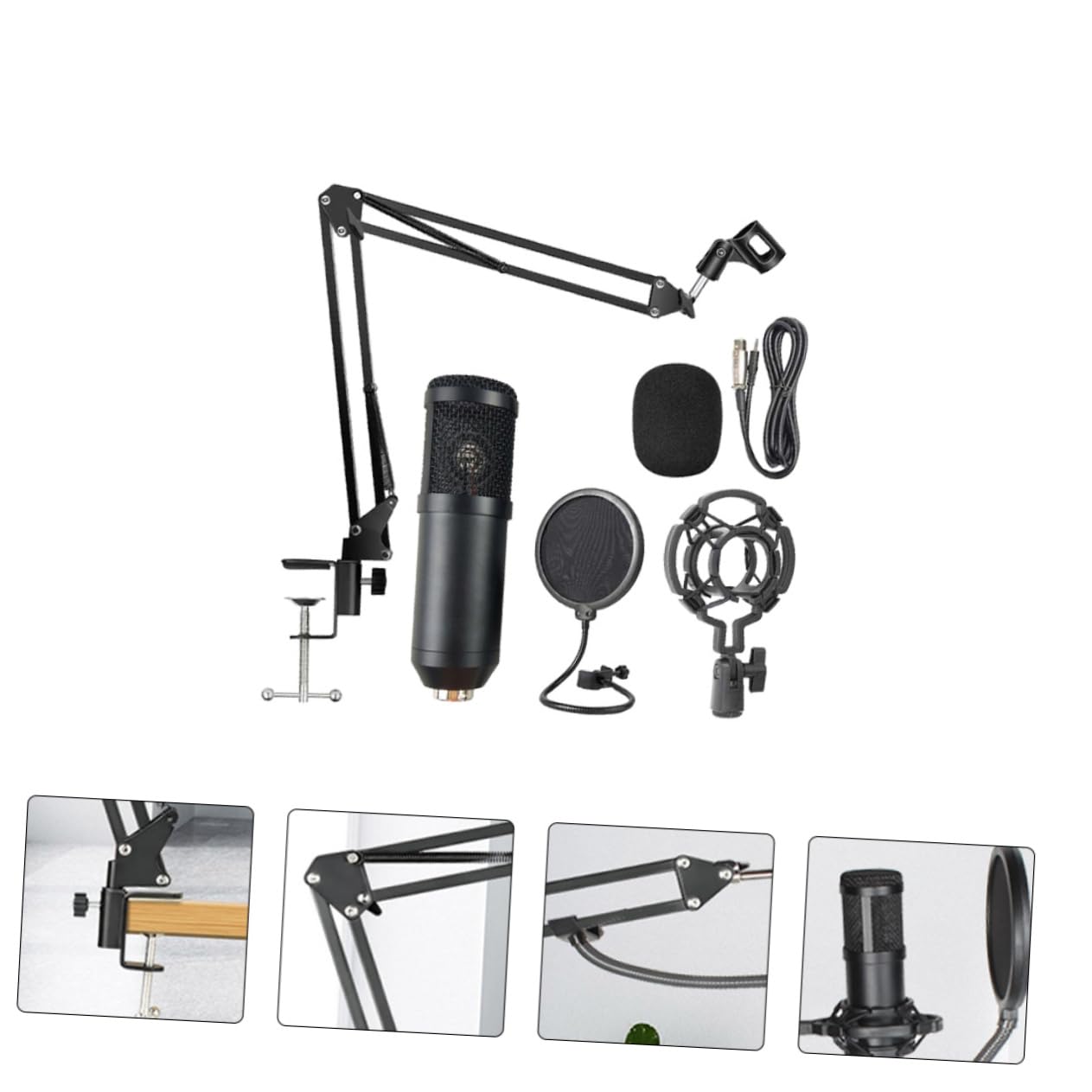 1 Satz USB Kondensatormikrofon mit Einstellbarem für und Aufnahme für Gaming und Podcasts Plug and Play Präzise Klangaufnahme Kompatibel mit Pc und Laptops