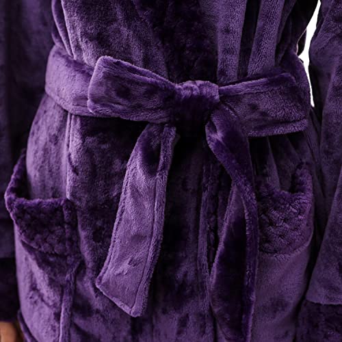Lu's Chic Men's Fleece Robe Warm Thick Bathrobe Long Sleeve Flannel Fuzzy Plush Full-Length Winter4