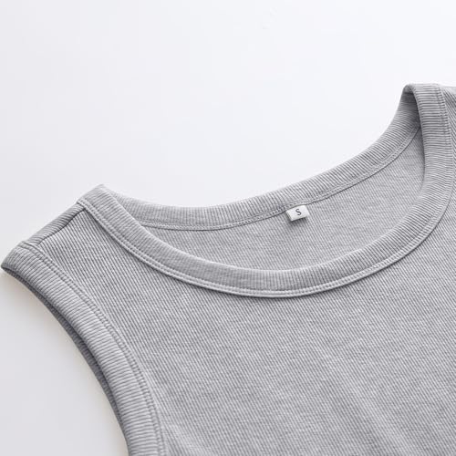 Image of ANRABESS Womens Sleeveless High Neck Tank Tops Fashion Summer Casual Basic Slim Fit Ribbed Racerback Top Shirt Clothes