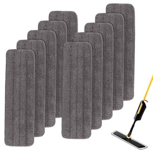 Image of Replacement Mop Pads Fit for Rubbermaid Commercial 18 inch and 17 inch Mops - 10 Pack Wet & Dry Commercial Cleaning Reusable Refills Fit for Any Microfiber Flat Mop System 18 inch and 17 inch - Gray