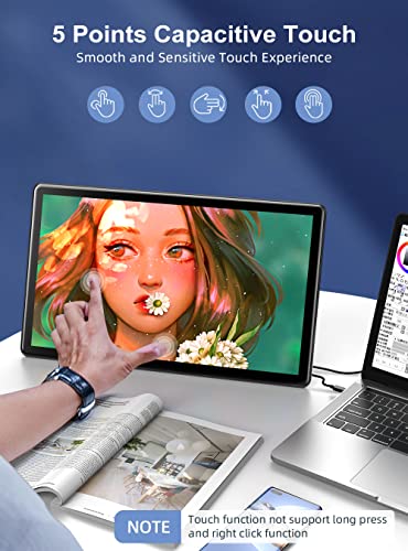 Portable Monitor Touchscreen Kickstand, 15.6" Freestanding Touch Usb C Monitors, 2000:1 Contrast Ratio 1080P 100% Srgb Ips External Screen With Hdmi Type C Trave Display For Laptop Pc Phone Ps4 Xbox #TOP4
