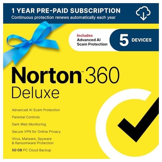 Norton 360 Deluxe 2024, Antivirus software for 5 Devices with Auto Renewal - Includes VPN, PC Cloud Backup & Dark Web Monitoring [Download]