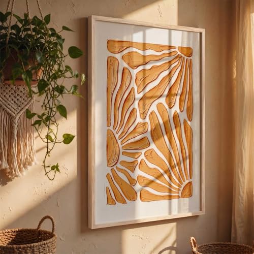 Image of kotart Boho Floral Art WALL Framed Painting | Big Aesthetic Flowers WALL Framed Paintings for Living Room Bedroom Wall Decor (14X20 inch)