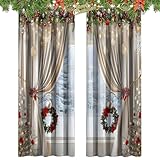 Soft Touch Holiday Curtains - Printed Winter Drapes, 52x84in Christmas Window Panels with Warm Ambiance, Fabric Christmas Decor with Seasonal Details, Festive Curtain Set Enhanced Patterns, Indoor
