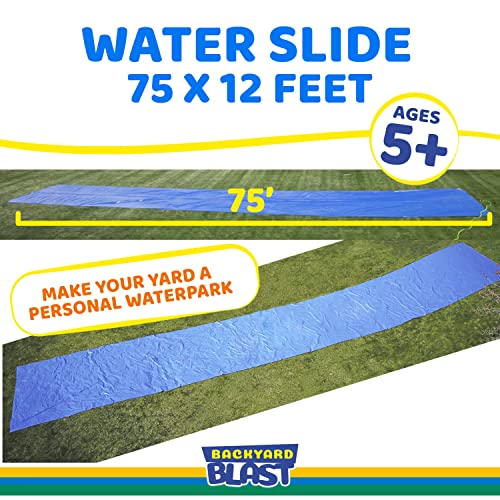 Backyard Blast Giant Slip And Slide For Adults And Kids - Heavy Duty Large Slip N Slide Water Slide For Kids Backyard Outdoor Water Play Includes Inflatable Riders - 75' #TOP2